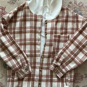 Plaid Button-Up Jacket with Hood